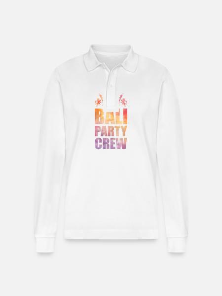 Bali Party Crew Saying - Stanley/Stella Organic Unisex Long-Sleeved Polo Shirt Prepster - white