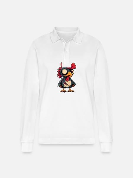 Rooster Halloween Comic Funny - Stanley/Stella Organic Unisex Long-Sleeved Polo Shirt Prepster - white