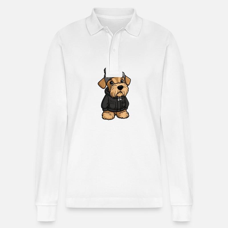 Airedale Terrier Hund Winter - Stanley/Stella Unisex Bio-Langarm-Poloshirt Prepster - Weiß