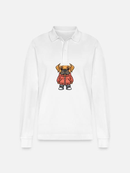 Mastiff Dog Winter - Stanley/Stella Organic Unisex Long-Sleeved Polo Shirt Prepster - white