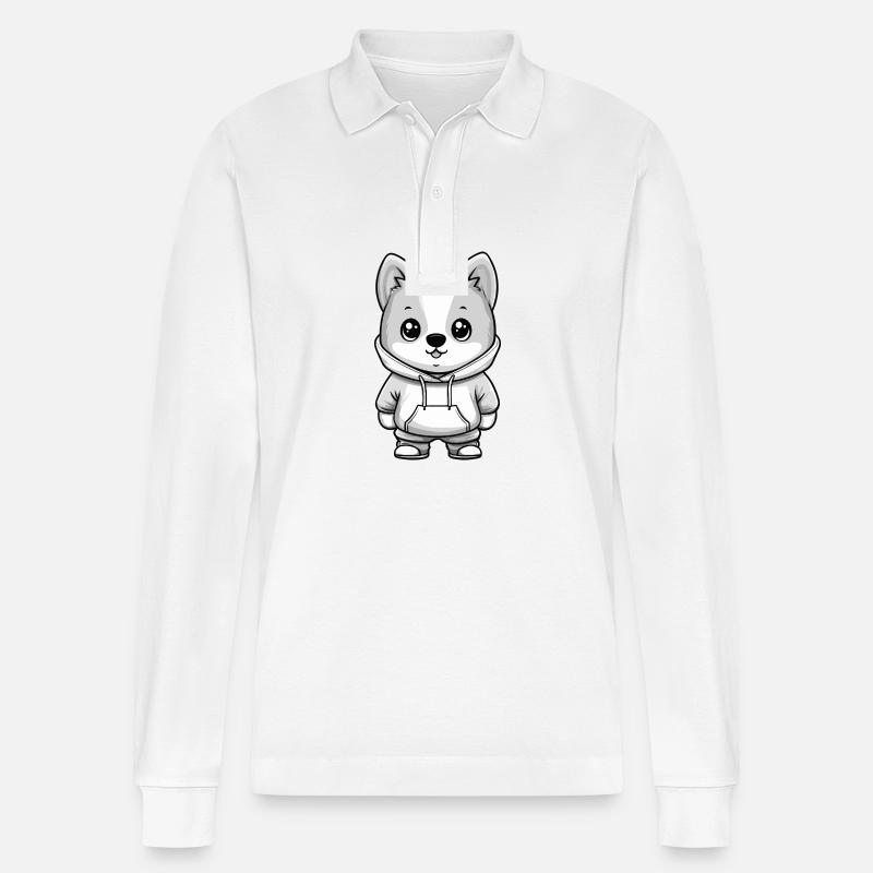 Samojede Hund Lustig - Stanley/Stella Unisex Bio-Langarm-Poloshirt Prepster - Weiß
