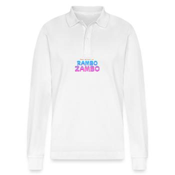 Heute richtig Rambo Zambo (Kanzler 2025) - Stanley/Stella Unisex Bio-Langarm-Poloshirt Prepster - Weiß - Vorne - Anna (173cm) & Nico (186cm)