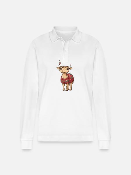 Kamel Weihnachten Comic - Stanley/Stella Unisex Bio-Langarm-Poloshirt Prepster - Weiß