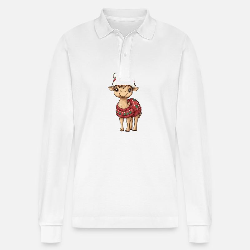 Kamel Weihnachten Comic - Stanley/Stella Unisex Bio-Langarm-Poloshirt Prepster - Weiß