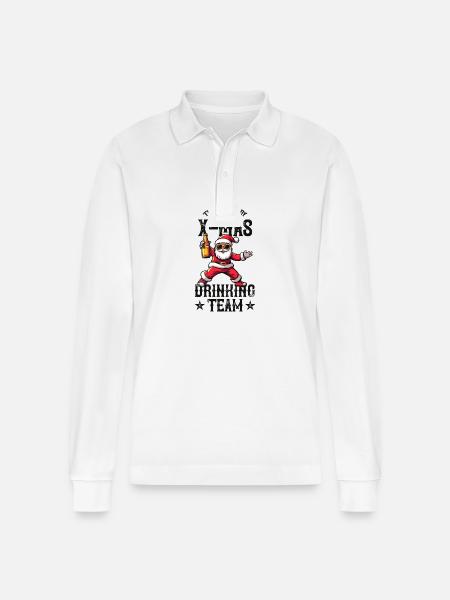 Christmas Drinking Team XMas Weihnachten - Stanley/Stella Organic Unisex Long-Sleeved Polo Shirt Prepster - white