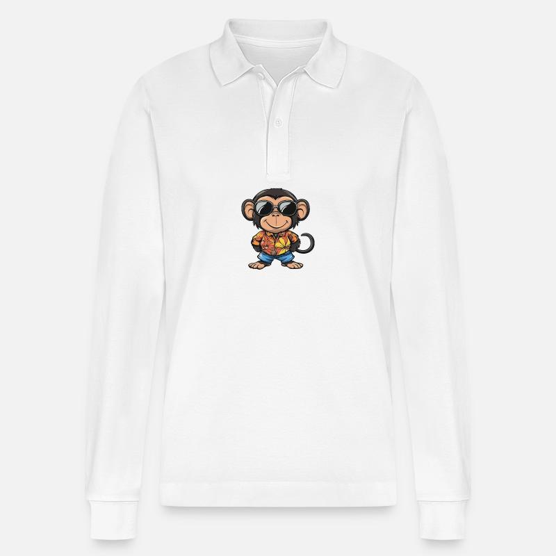 Monkey Comic Vacances - Polo à manches longues bio PREPSTER Stanley/Stella Unisexe - blanc