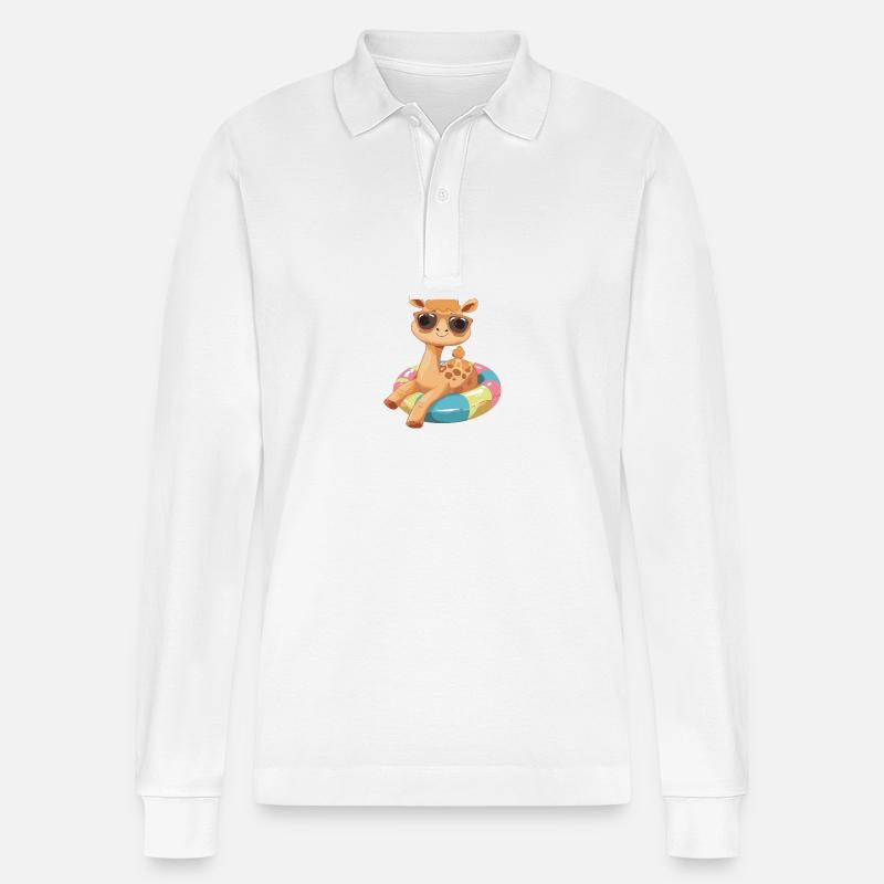 Kamel Comic Cool - Stanley/Stella Unisex Bio-Langarm-Poloshirt Prepster - Weiß