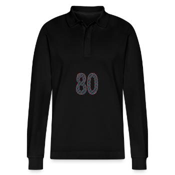 HAPPY BIRTHDAY. HAPPY BIRTHDAY. ANNIVERSARY. - Stanley/Stella Organic Unisex Long-Sleeved Polo Shirt Prepster - black - Front - Anna (173cm) & Nico (186cm)