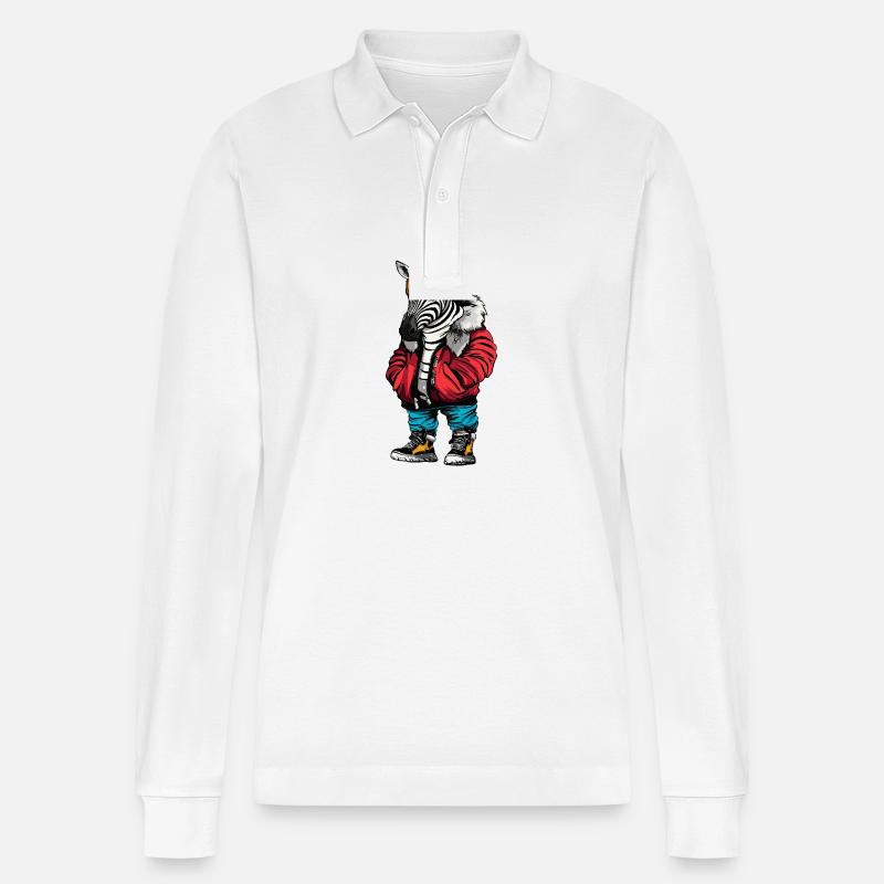 Zebra Lustig Winter - Stanley/Stella Unisex Bio-Langarm-Poloshirt Prepster - Weiß