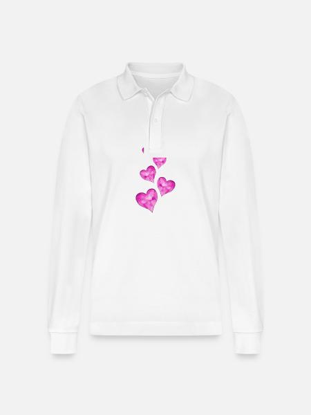 Hearts Symbol Wedding - Stanley/Stella Organic Unisex Long-Sleeved Polo Shirt Prepster - white