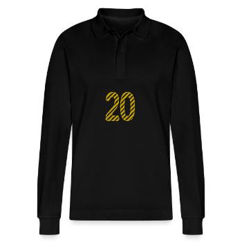 ANNIVERSARY. HAPPY BIRTHDAY. HAPPY BIRTHDAY. - Stanley/Stella Organic Unisex Long-Sleeved Polo Shirt Prepster - black - Front - Anna (173cm) & Nico (186cm)