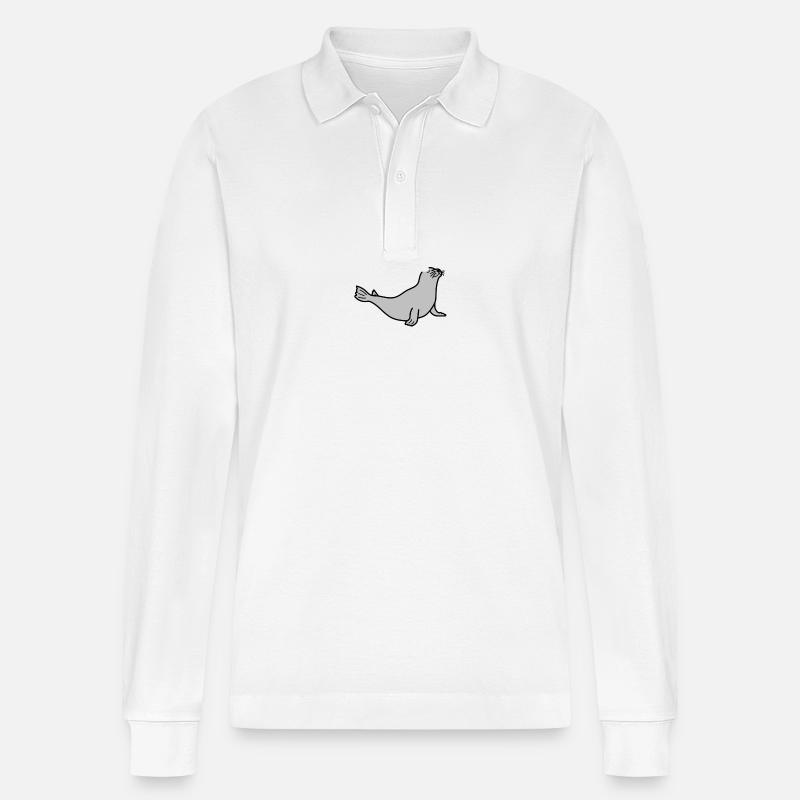 Conception de phoque marin - Polo à manches longues bio PREPSTER Stanley/Stella Unisexe - blanc