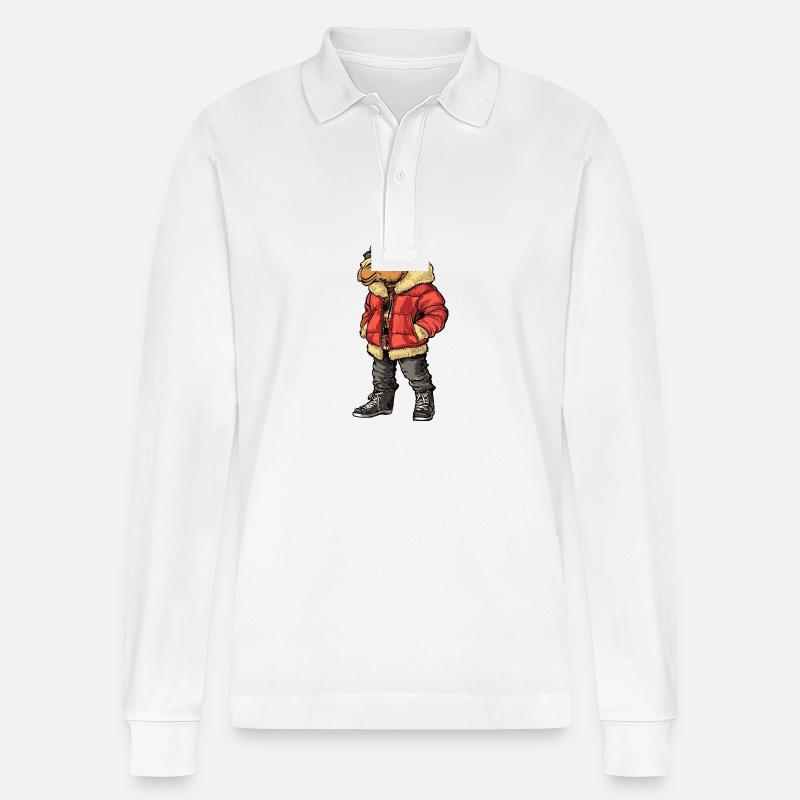 Kamel Lustig Winter - Stanley/Stella Unisex Bio-Langarm-Poloshirt Prepster - Weiß