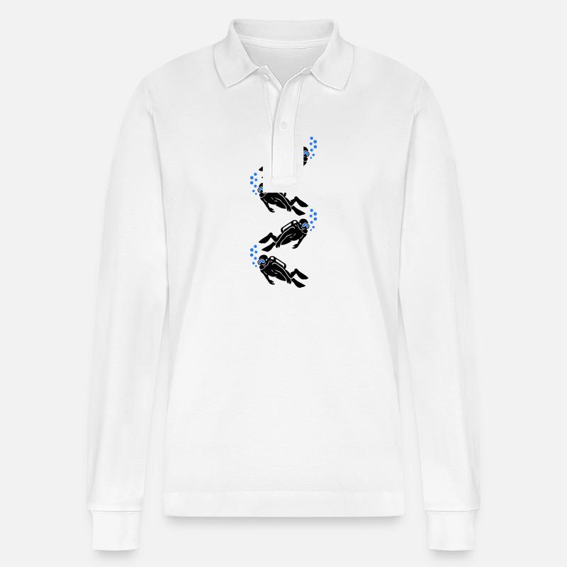 Tauchen Taucher - Stanley/Stella Unisex Bio-Langarm-Poloshirt Prepster - Weiß