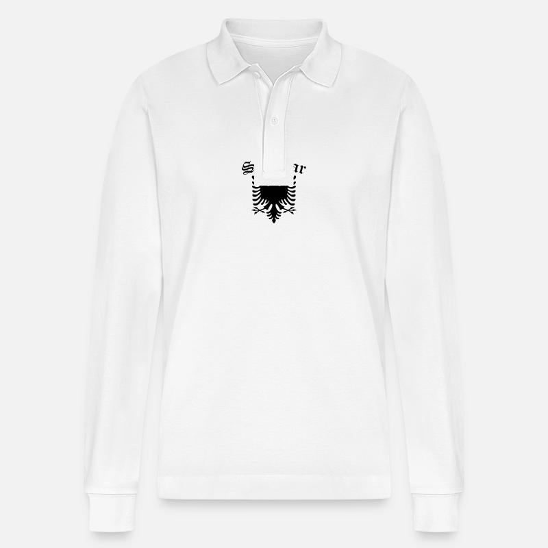 Shqiptar - Stanley/Stella Unisex Bio-Langarm-Poloshirt Prepster - Weiß