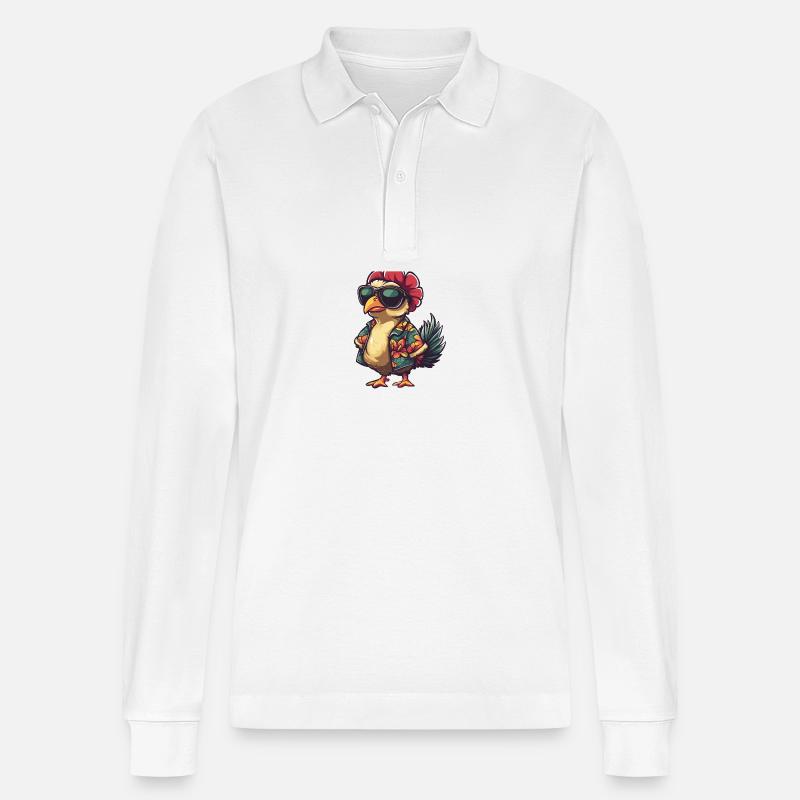 Truthan Comic Urlaub - Stanley/Stella Unisex Bio-Langarm-Poloshirt Prepster - Weiß