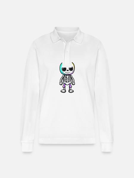 Skeleton Halloween Baby - Stanley/Stella Organic Unisex Long-Sleeved Polo Shirt Prepster - white