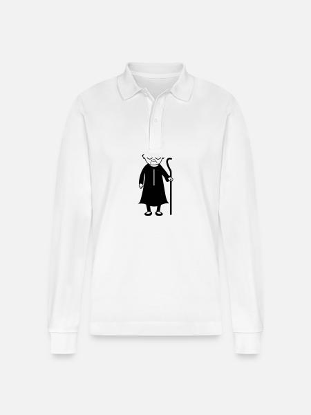 Alte Frau Oma - Stanley/Stella Unisex Bio-Langarm-Poloshirt Prepster - Weiß
