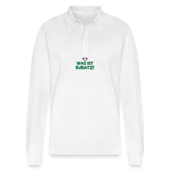 What is Bubatz ... ? (Rambo Zambo) - Stanley/Stella Organic Unisex Long-Sleeved Polo Shirt Prepster - white - Front - Anna (173cm) & Nico (186cm)