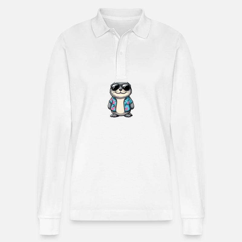 Robbe Comic Urlaub - Stanley/Stella Unisex Bio-Langarm-Poloshirt Prepster - Weiß