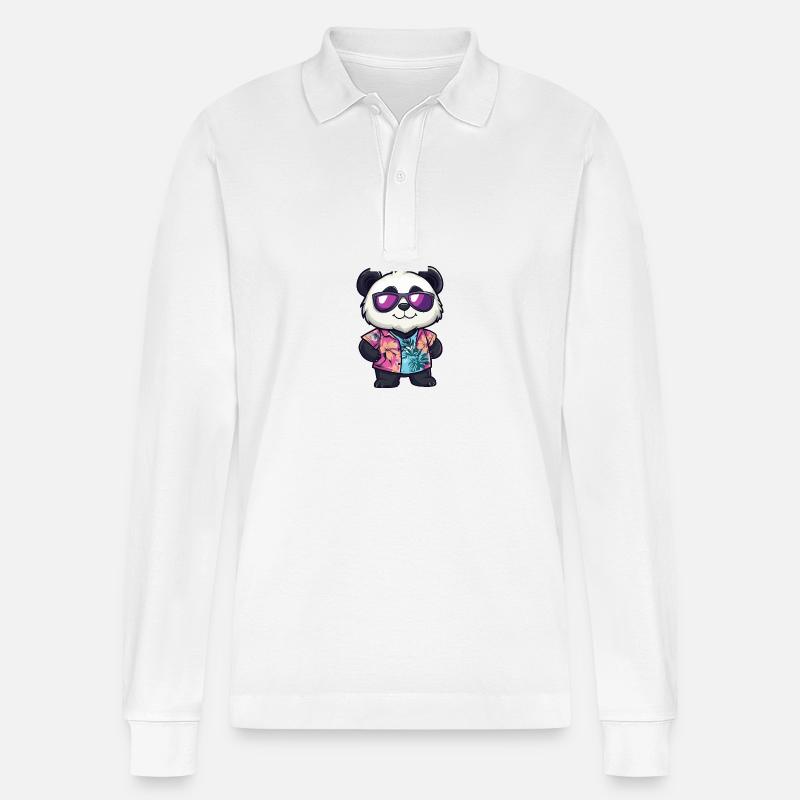 Panda Comic Vacances - Polo à manches longues bio PREPSTER Stanley/Stella Unisexe - blanc