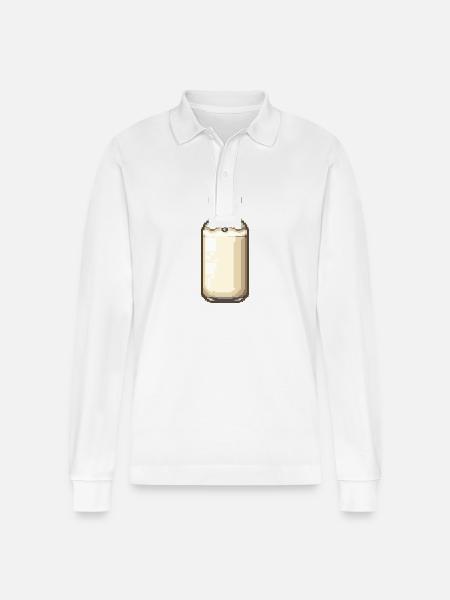milch Pixel Gamer - Stanley/Stella Unisex Bio-Langarm-Poloshirt Prepster - Weiß