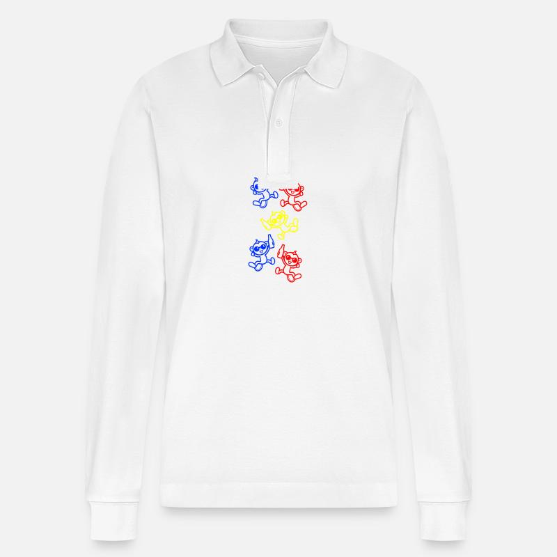 Affe Bier Lustig Bunt - Stanley/Stella Unisex Bio-Langarm-Poloshirt Prepster - Weiß
