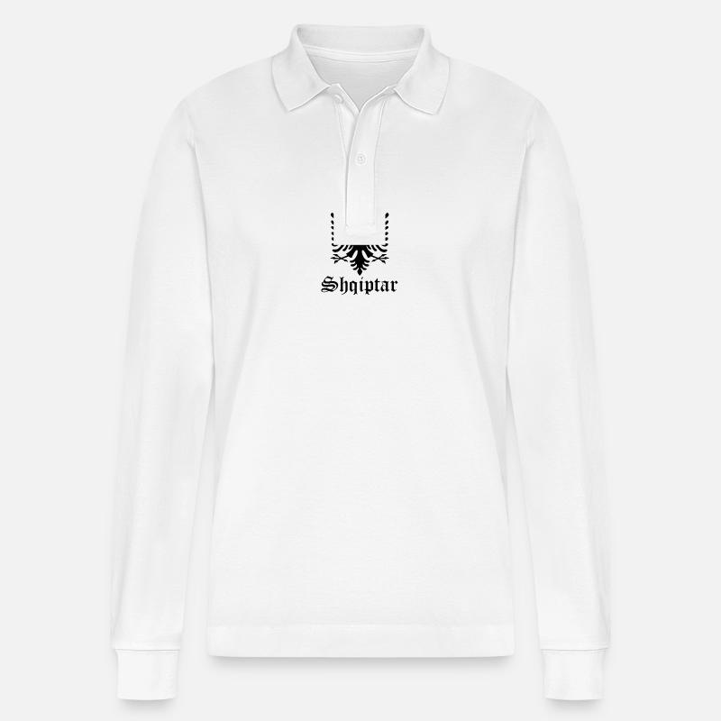 Shqiptar - Stanley/Stella Unisex Bio-Langarm-Poloshirt Prepster - Weiß