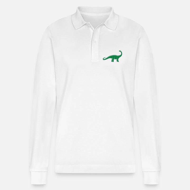 Dino ricamato - Polo a manica lunga ecologica unisex Prepster di Stanley/Stella - bianco