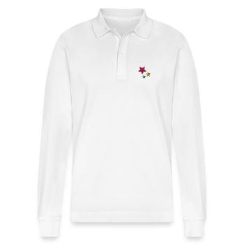 Sterne - Stanley/Stella Unisex Bio-Langarm-Poloshirt Prepster - Weiß - Vorne - Anna (173cm) & Nico (186cm)