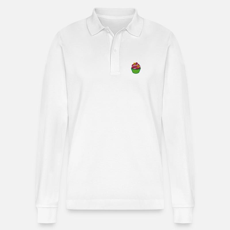 Cupcake - Stanley/Stella Organic Unisex Long-Sleeved Polo Shirt Prepster - white