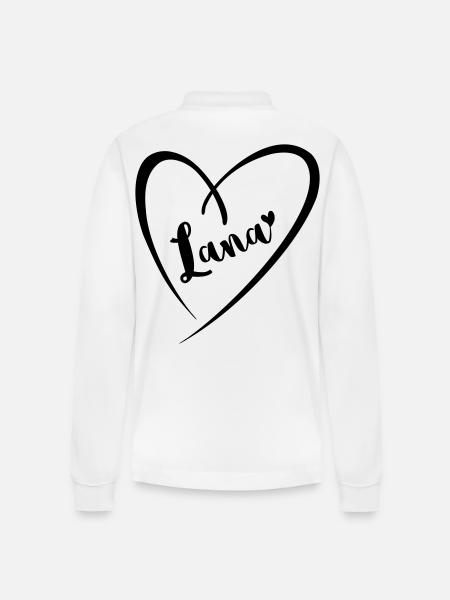 Lana surname first name in heart frame - Stanley/Stella Organic Unisex Long-Sleeved Polo Shirt Prepster - white