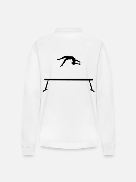 Gymnastics jump on balance beam - Stanley/Stella Organic Unisex Long-Sleeved Polo Shirt Prepster - white