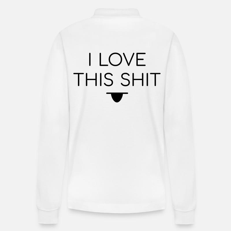 I Love This Shit Spruch - Stanley/Stella Unisex Bio-Langarm-Poloshirt Prepster - Weiß