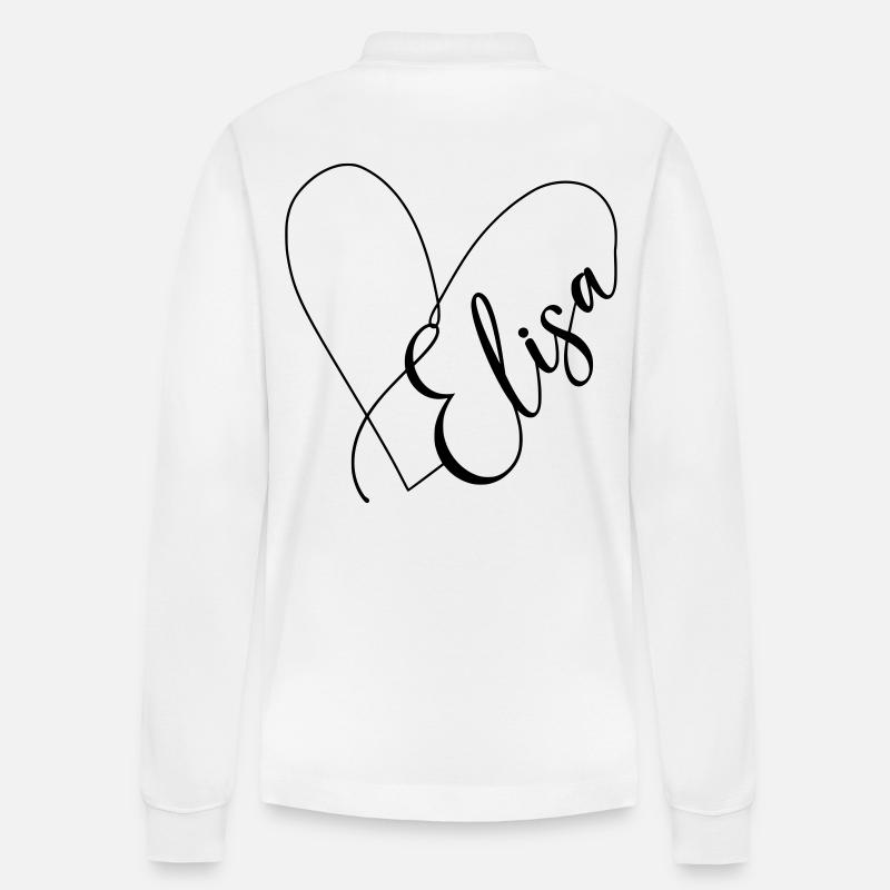Elisa Name Herzlinie - Stanley/Stella Unisex Bio-Langarm-Poloshirt Prepster - Weiß