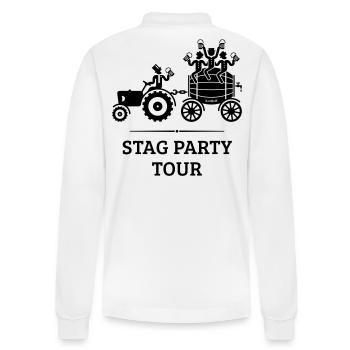 Stag Party Tour Mit Trecker Und Bierfass (JGA / B) - Stanley/Stella Unisex Bio-Langarm-Poloshirt Prepster - Weiß - Hinten - Anna (173cm)