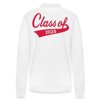 Classe de 2025 (Classe de fin d’études Certificat de fin d’études Rouge) - Polo à manches longues bio PREPSTER Stanley/Stella Unisexe - blanc - Dos - Anna (173cm)