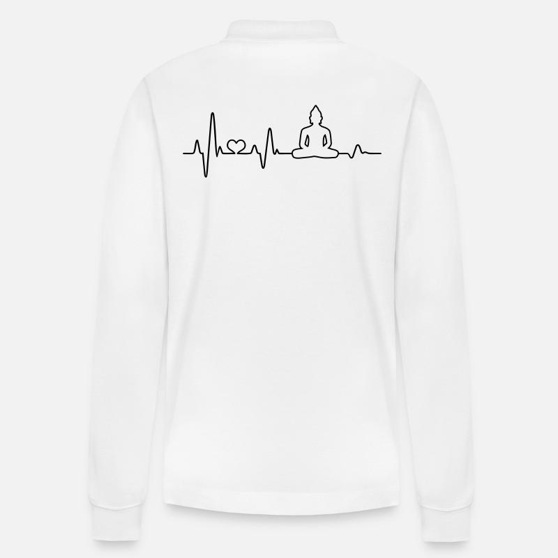 Heartbeat Bouddha Bouddhisme Cadeau bouddhiste - Polo à manches longues bio PREPSTER Stanley/Stella Unisexe - blanc