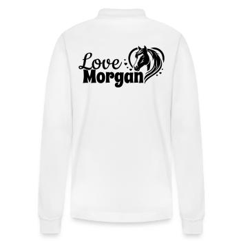 Morgan Love Heart Horse Head - Stanley/Stella Organic Unisex Long-Sleeved Polo Shirt Prepster - white - Back - Anna (173cm)