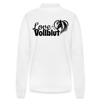 Thoroughbred Love Heart Horse Head - Stanley/Stella Organic Unisex Long-Sleeved Polo Shirt Prepster - white - Back - Anna (173cm)
