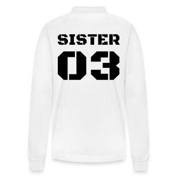 Third Sister - Sister 03 - Stanley/Stella Organic Unisex Long-Sleeved Polo Shirt Prepster - white - Back - Anna (173cm)