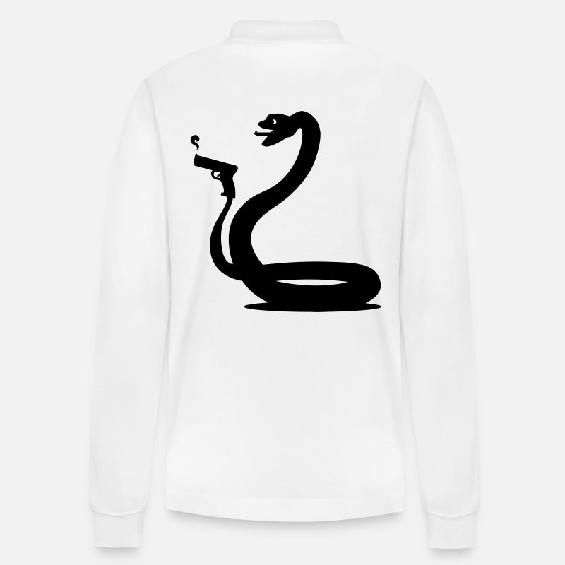 Serpent noir - Polo à manches longues bio PREPSTER Stanley/Stella Unisexe - blanc