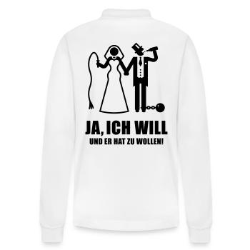 Ja, Ich Will … (Braut / Junggesellinnenabschied B) - Stanley/Stella Unisex Bio-Langarm-Poloshirt Prepster - Weiß - Hinten - Anna (173cm)