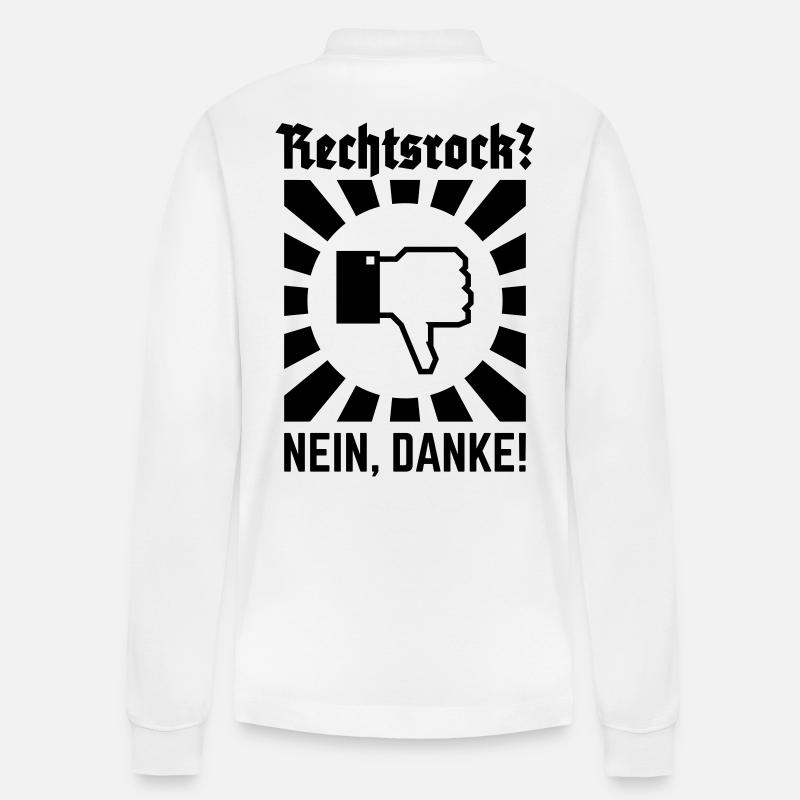 Rechtsrock? Nein, Danke! (Strahlen / Black) - Stanley/Stella Unisex Bio-Langarm-Poloshirt Prepster - Weiß
