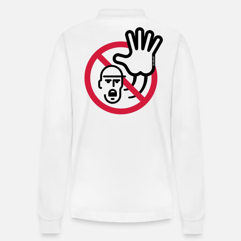 Warnzeichen / Warnung / Verbot (Symbol / 2C) - Stanley/Stella Unisex Bio-Langarm-Poloshirt Prepster - Weiß