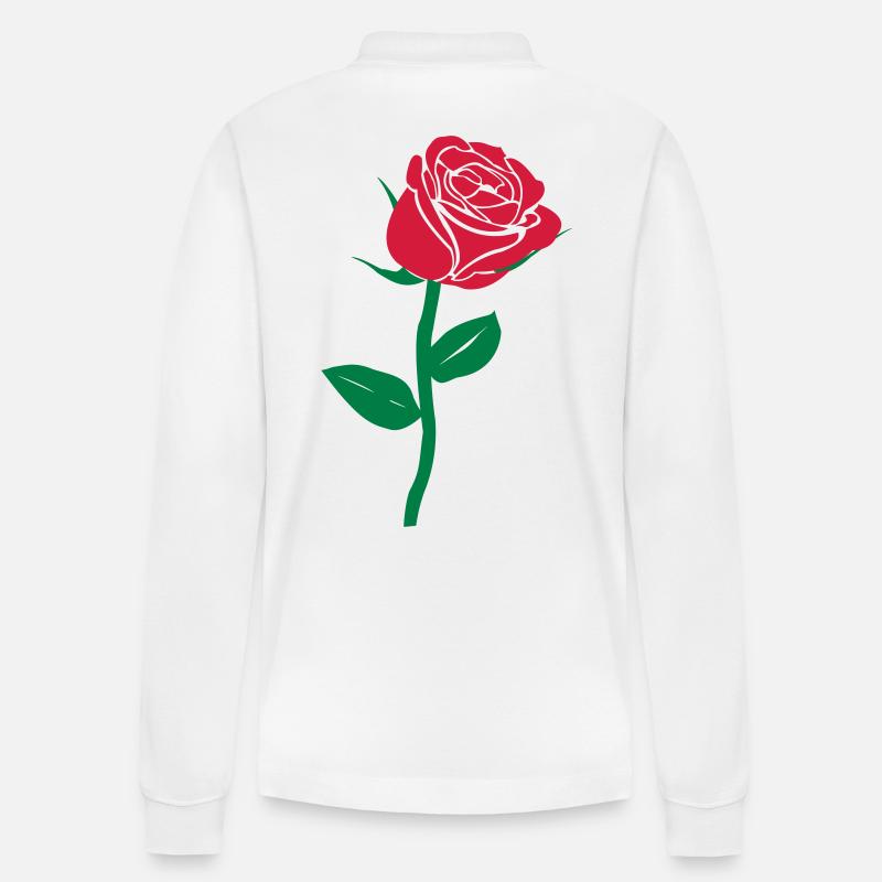 Rose, Ich liebe dich - Stanley/Stella Unisex Bio-Langarm-Poloshirt Prepster - Weiß