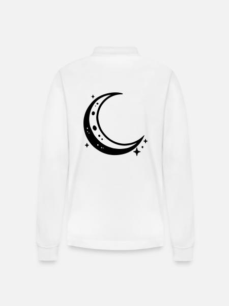 Moon Crescent Moon - Stanley/Stella Organic Unisex Long-Sleeved Polo Shirt Prepster - white