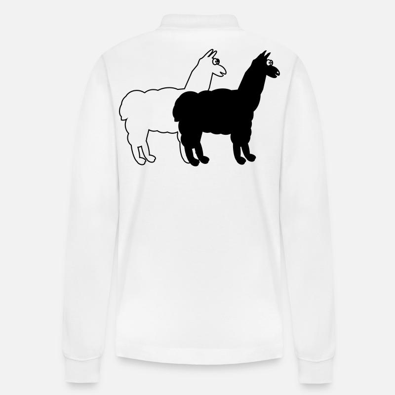 witzige Alpakas  - Stanley/Stella Unisex Bio-Langarm-Poloshirt Prepster - Weiß