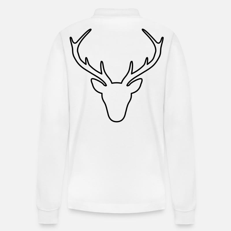 Hirsch Geweih Jäger Jagd Wild Geschenk - Stanley/Stella Unisex Bio-Langarm-Poloshirt Prepster - Weiß