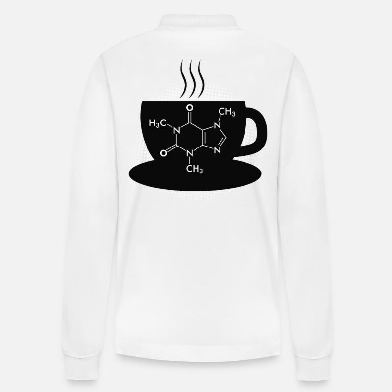Kaffee Caffeine Molecule - Stanley/Stella Unisex Bio-Langarm-Poloshirt Prepster - Weiß